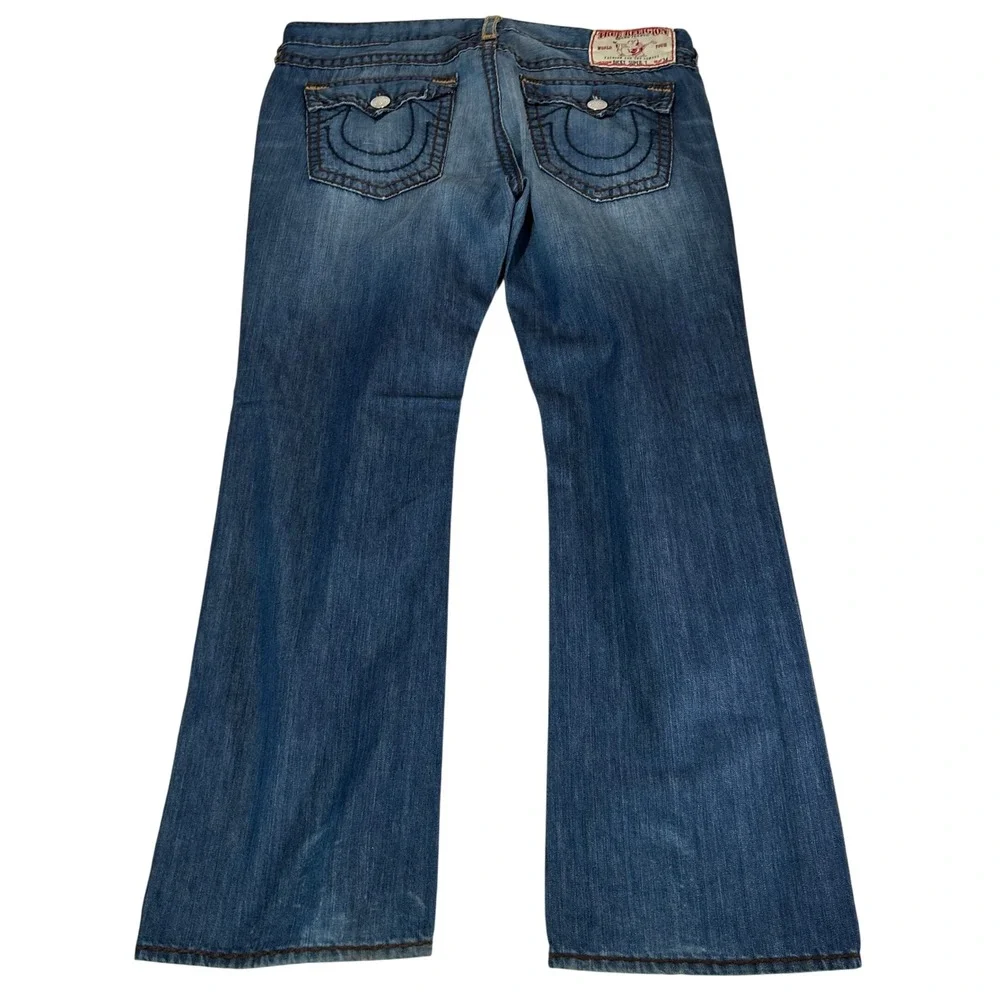 VTG True Religion Ricky Super T Made in USA Mens Blue Straight Leg Jeans Size 42